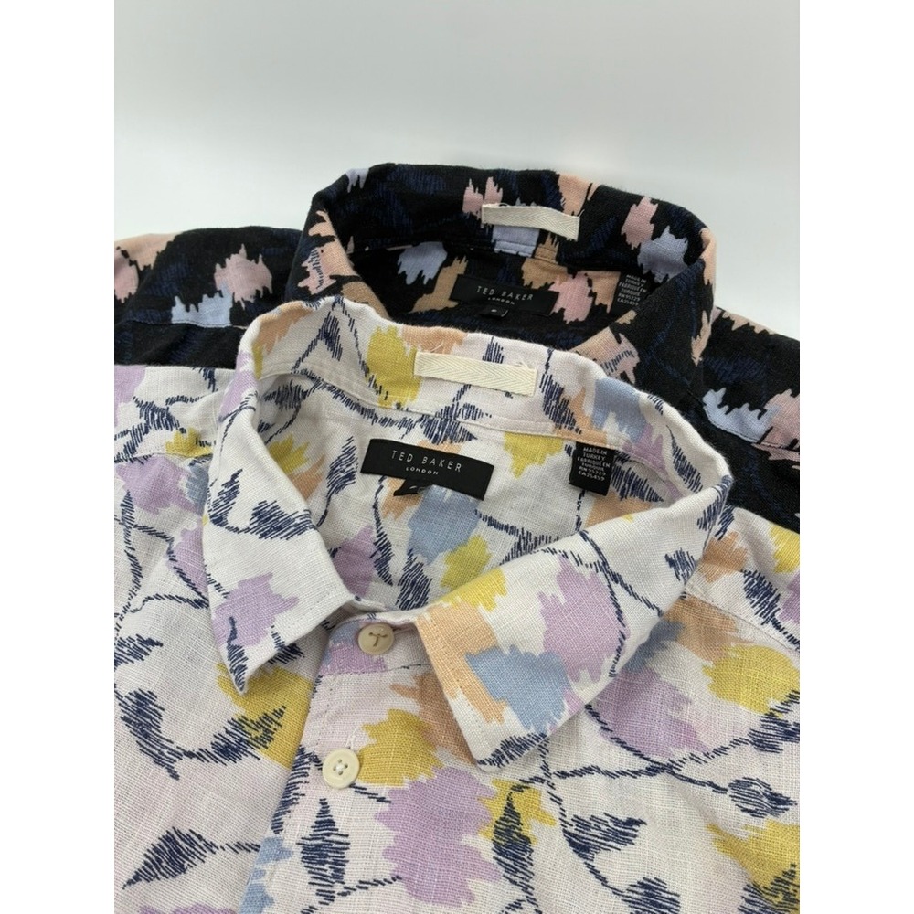Ted Baker London Hadrian 6 XL Lot of 2 Short Sleeve 100% Linen Abstract Floral